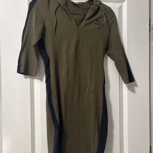 Puma Olive Green and Black Hooded Mini Dress